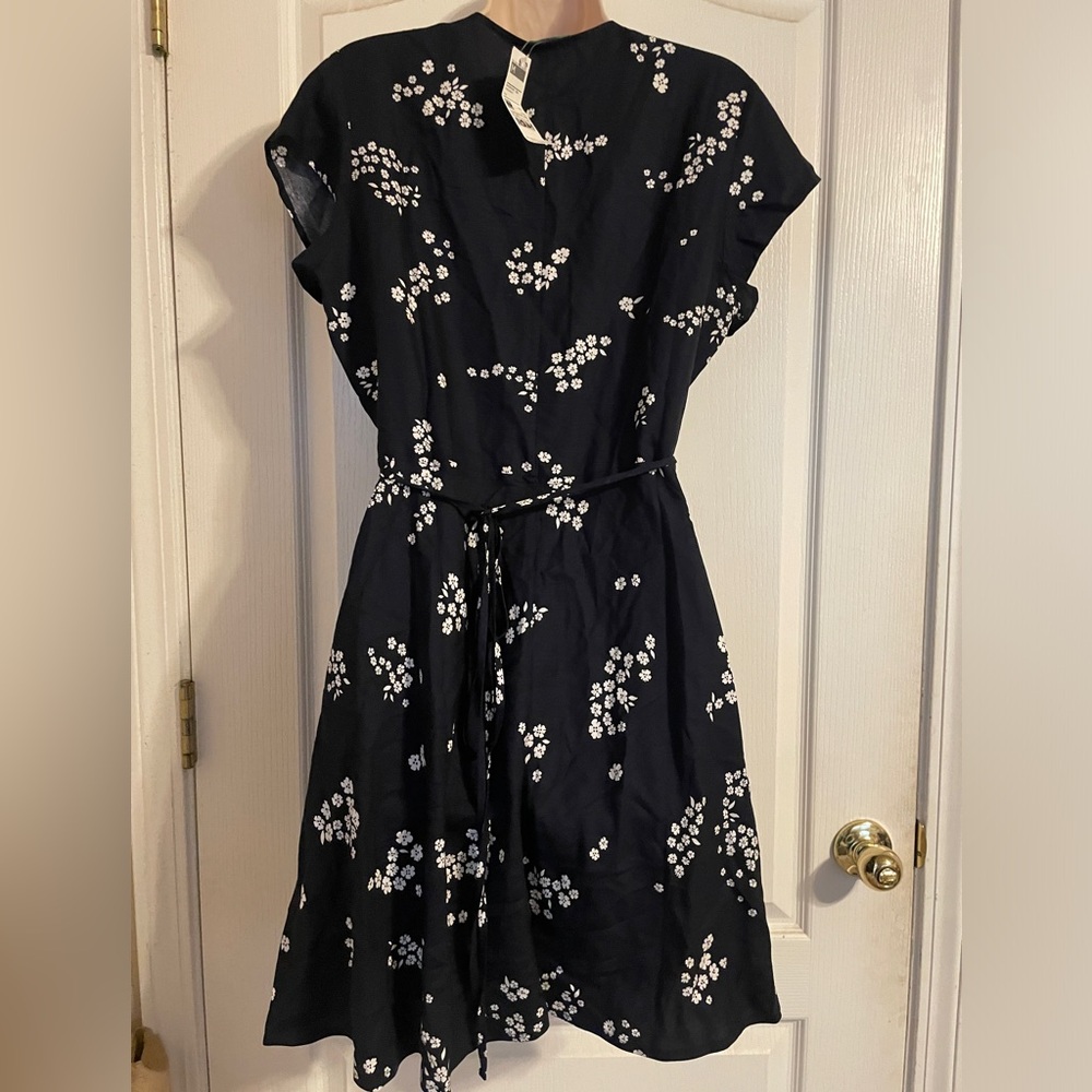 NWT United Colors of Benetton Navy Wrap Dress Sz M - Picture 2 of 5